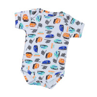 Body para Bebê Manga Curta Estampadinho Super Carros Branco