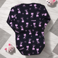 Body de bebê Manga Longa Minimalista Gatinha Preto com Pink