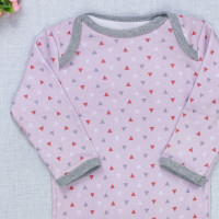 Body para Bebê Estampado Manga Longa Triângulos Coloridos Rosa