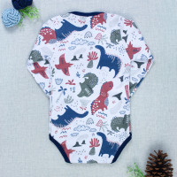 Body para Bebê Estampado Manga Longa Dino Branco