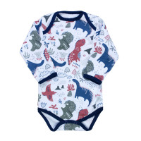 Body para Bebê Estampado Manga Longa Dino Branco