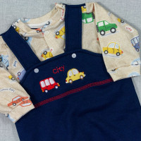 MACACÃO PARA BEBÊ LONGO PLUSH MOLETOM CARRINHOS MARINHO