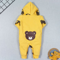 MACACÃO PARA BEBÊ MOLETOM COM CAPUZ URSINHO AMARELO