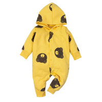 MACACÃO PARA BEBÊ MOLETOM COM CAPUZ URSINHO AMARELO