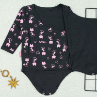 BODY KIMONO PARA BEBÊ MINIMALISTA GATINHA PRETO