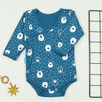 BODY KIMONO PARA BEBÊ MINIMALISTA URSO AZUL ESCURO