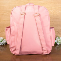 MOCHILA DE MATERNIDADE COM BOLSO BORDADO VARIADO ROSA