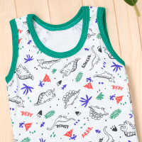 Body Regata Malha Dinossauro Verde - Conforto para Meninos