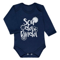 BODY MANGA LONGA EM SUEDINE PARA BEBÊ SOU DA DINDA MARINHO
