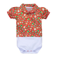 Body Camisa para Bebê Menina Temático Natal Vermelho