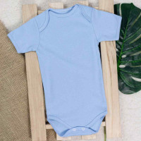 BODY MANGA CURTA INFANTIL SUEDINE ATÉ 24 MESES AZUL CLARO