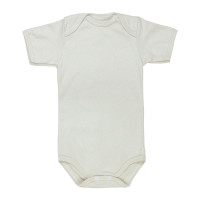 Body Infantil Manga Curta Suedine Bege -12 a 24 Meses