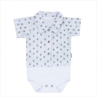 BODY CAMISA PARA BEBÊ MANGA CURTA EM TRICOLINE COQUEIRO CINZA