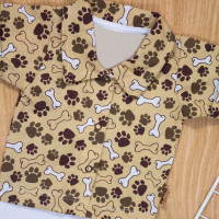 BODY CAMISA PARA BEBÊ MANGA CURTA EM TRICOLINE LOVE MY PET BEGE