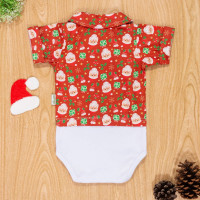 Body Camisa para Bebê Temático Natal Tricoline Vermelho