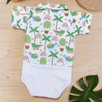 Body Camisa para Bebê Menino Florestinha Tropical Branco