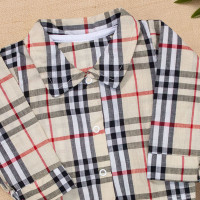 Body Camisa Xadrez Bege para Bebês Estilo Festas Juninas