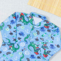MACACÃO PARA BEBÊ LONGO 4 BOTÕES ESTAMPADINHO JACARÉ AZUL