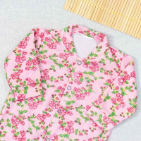 MACACÃO PARA BEBÊ LONGO 4 BOTÕES ESTAMPADINHO FLORZINHA ROSA
