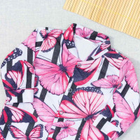 MACACÃO PARA BEBÊ LONGO 4 BOTÕES ESTAMPADINHO BORBOLETA BRANCO