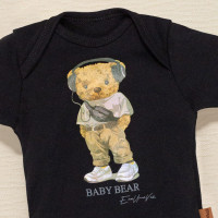 Body Baby Bear Preto Estilo e Conforto para Bebês de 0-12 Meses