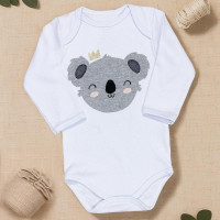 Body de Bebê Menino com Bordado de Coala Branco Era Uma Vez