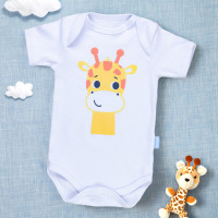 Body Manga Curta Estampa Girafinha - Ideal para Bebê Menino