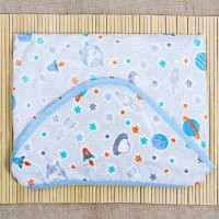 TOALHA DE BANHO FELPUDA COM CAPUZ PARA BEBÊ ESTAMPADO PLANETAS MESCLA