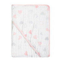 TOALHA FRALDA SOFT PARA BEBÊ COM CAPUZ 100% ALGODÃO CORAÇÃO ROSA