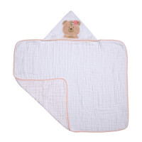 TOALHA COM CAPUZ FRALDA SOFT PARA BEBÊ 90CM X 75CM URSA ROSA CLARO