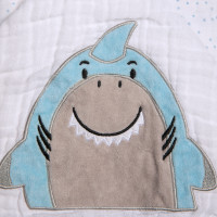 TOALHA COM CAPUZ FRALDA SOFT PARA BEBÊ 90CM X 75CM TUBARÃO AZUL