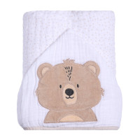 TOALHA COM CAPUZ FRALDA SOFT PARA BEBÊ 90CM X 75CM URSINHO BEGE