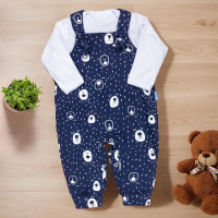 JARDINEIRA PARA BEBÊ MINIMALISTA COM BODY LONGO URSO MARINHO