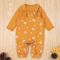 JARDINEIRA PARA BEBÊ MINIMALISTA COM BODY LONGO NOZ CARAMELO