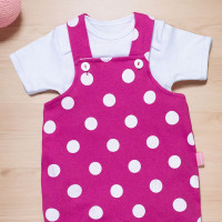 Roupa de Bebê Jardineira e Body Poá Minimalista Pink Menina