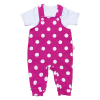 Roupa de Bebê Jardineira e Body Poá Minimalista Pink Menina