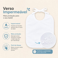 Kit 3 Babadores Bebê Impermeáveis Flanelados Plastificados de Amarrar Neutro