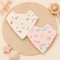 Kit 2 Babadores Bandana Premium Estampadinho Para Meninas 100% Algodão Multiuso