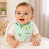 Kit 2 Babadores Bandana Premium Estampadinhos Para Meninos 100% Algodão Multiuso