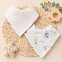 Kit 2 Babadores Bandana Premium Estampadinho Neutro 100% Algodão Multiuso