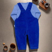 Jardineira Cotelê e Body Suedine para Bebê Estilo Royal Blue