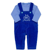 Jardineira Cotelê e Body Suedine para Bebê Estilo Royal Blue