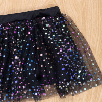 Saia de Tule Bolinhas Coloridas Preta para Menina