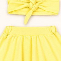 Conjunto Saia Em Malha e Faixinha De Cabelo Amarelo Veste Até 12 Meses