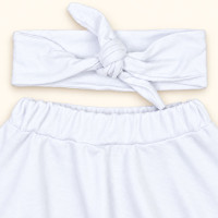 Conjunto Saia Em Malha e Faixinha De Cabelo Branco Veste Até 12 Meses