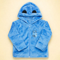 Jaqueta de Inverno Fleece Macio com Capuz Menino Infantil Até 3 anos Azul 