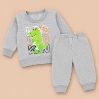 Kit Inverno Bebê 7 Peças Conjunto Moletom Touca Pantufa Meias Mescla Dino de 0 a 12 Meses