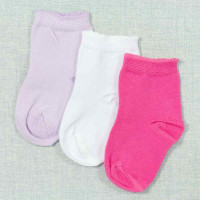 KIT 3 MEIAS BÁSICAS PARA BEBÊ CORES MENINA