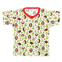 PIJAMA INFANTIL CAMISETA E SHORTS ESTAMPAS SORTIDAS CREME E VERMELHO