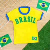 CAMISETA INFANTIL BRASIL MANGA CURTA COPA DO MUNDO